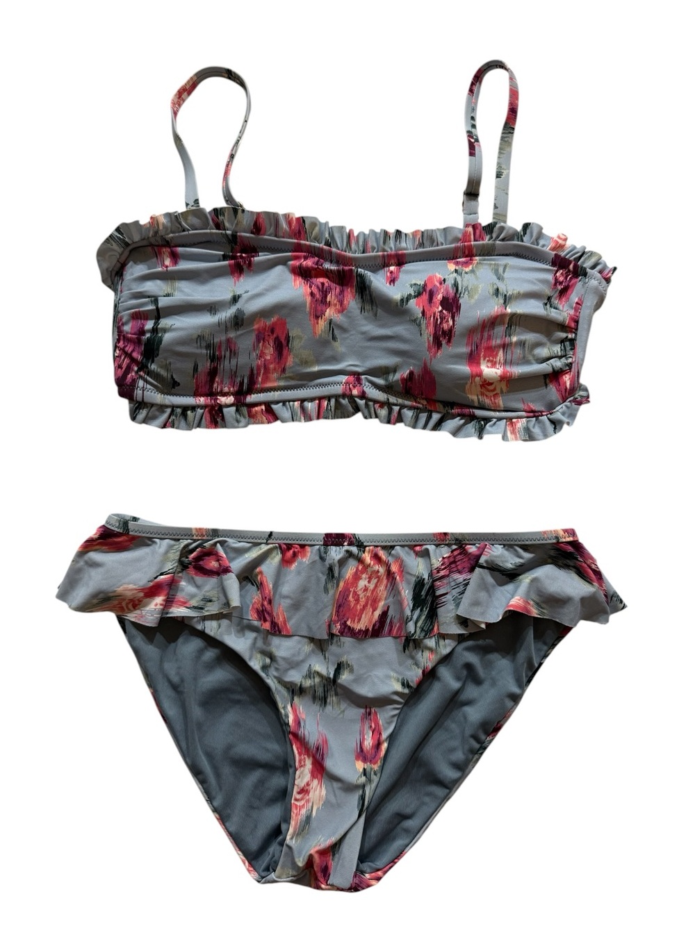 Laundry By Shelli Segal Girls Floral Ruffle Bikini - Pink on Gray